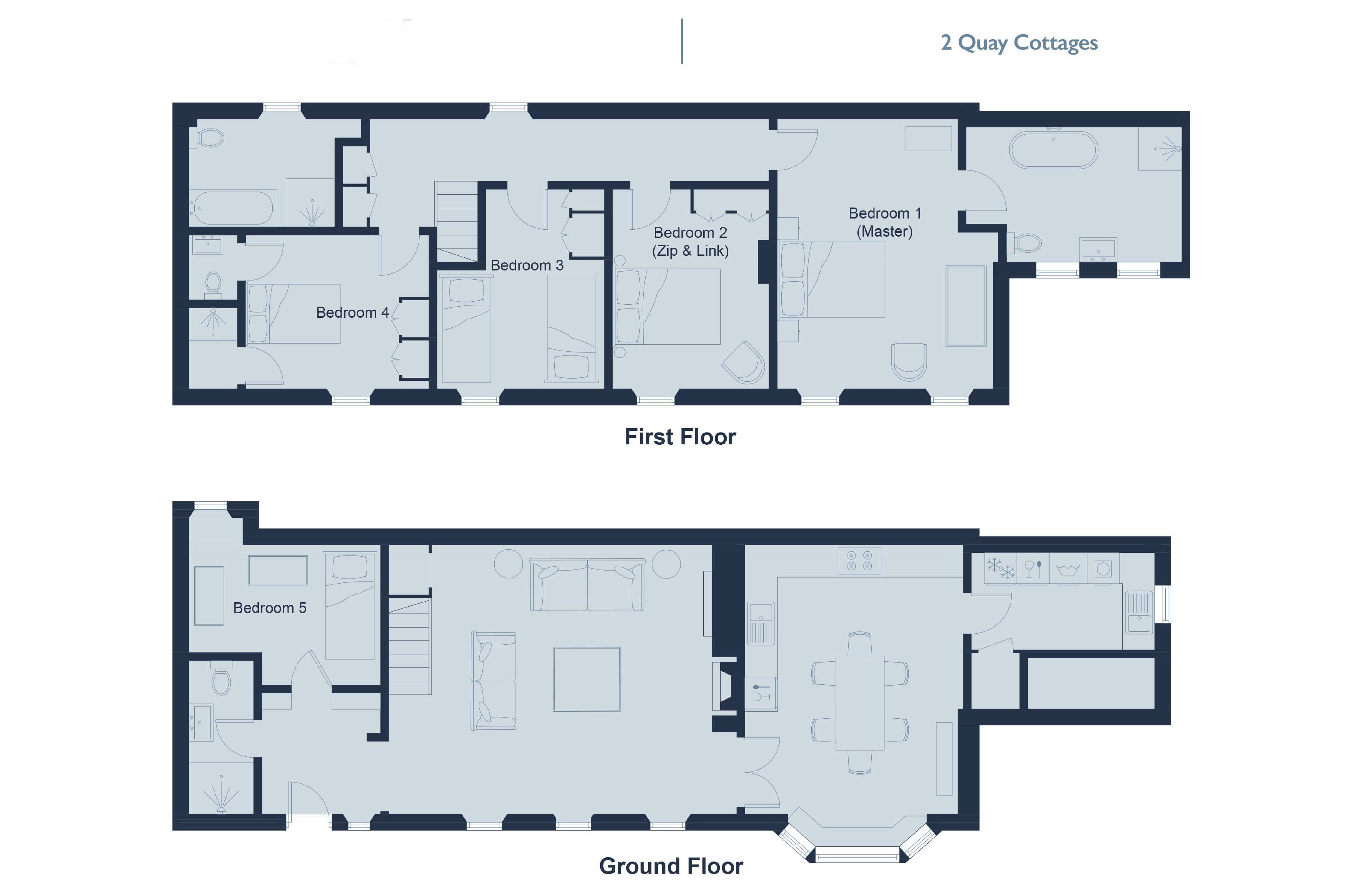2 Quay Cottages floorplan